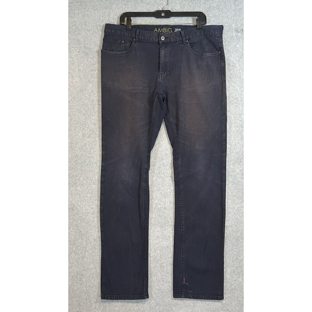 Ambig 38W Jeans Gripper Fit Men Straight Leg Sun Wash Denim